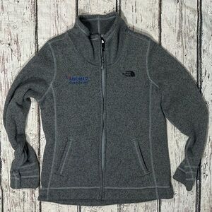The North Face Gray Sweater Fleece Zip Up Corporation Logo Women's Jacket